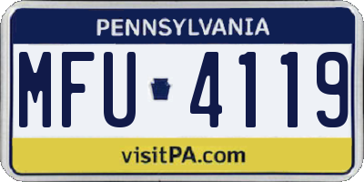 PA license plate MFU4119