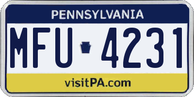 PA license plate MFU4231