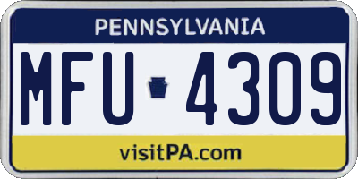 PA license plate MFU4309