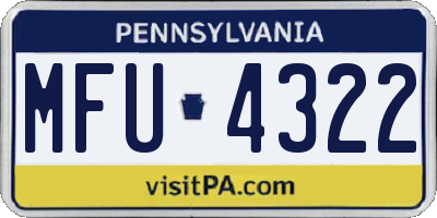 PA license plate MFU4322
