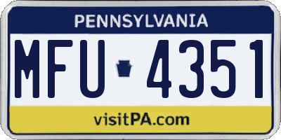 PA license plate MFU4351