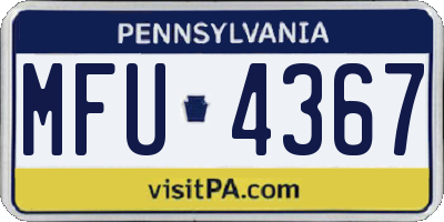 PA license plate MFU4367