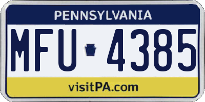 PA license plate MFU4385