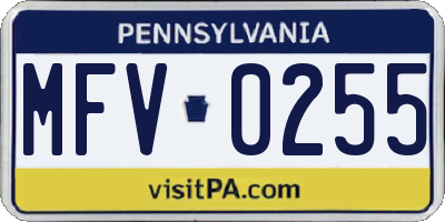 PA license plate MFV0255