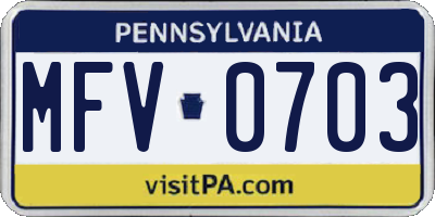 PA license plate MFV0703