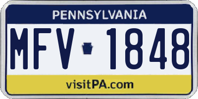 PA license plate MFV1848