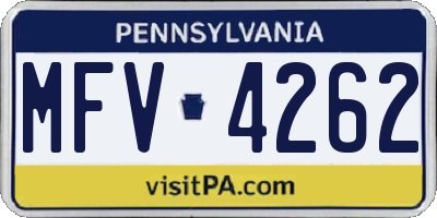 PA license plate MFV4262