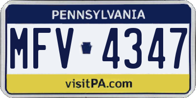 PA license plate MFV4347