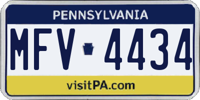 PA license plate MFV4434