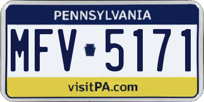 PA license plate MFV5171