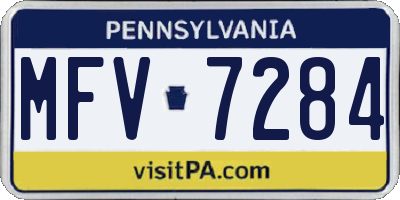 PA license plate MFV7284
