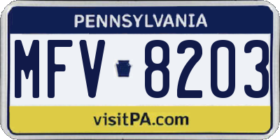PA license plate MFV8203