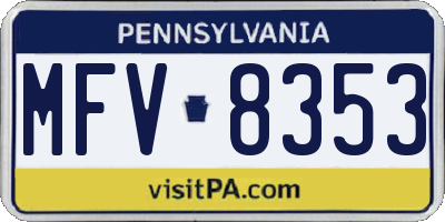 PA license plate MFV8353