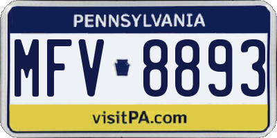 PA license plate MFV8893