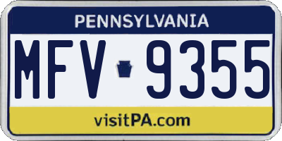 PA license plate MFV9355