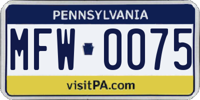PA license plate MFW0075