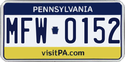 PA license plate MFW0152