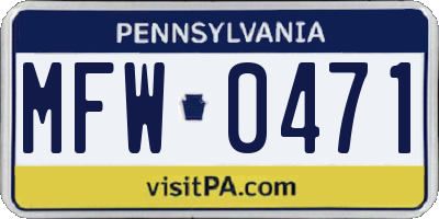 PA license plate MFW0471
