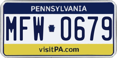 PA license plate MFW0679