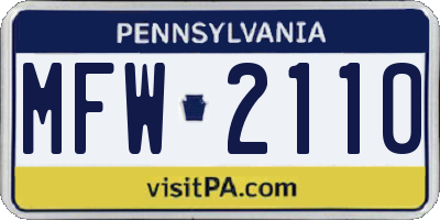 PA license plate MFW2110
