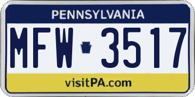 PA license plate MFW3517