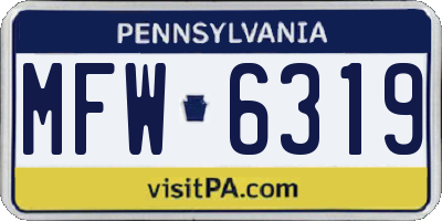 PA license plate MFW6319