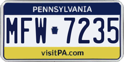 PA license plate MFW7235