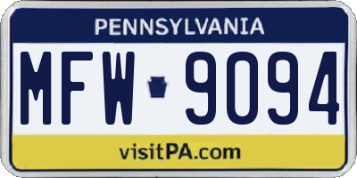 PA license plate MFW9094