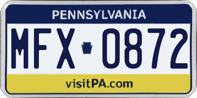 PA license plate MFX0872