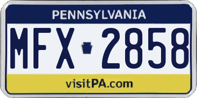 PA license plate MFX2858