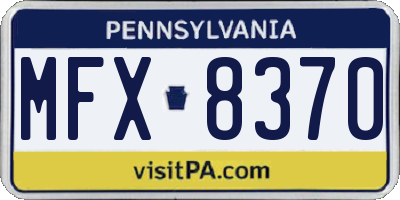 PA license plate MFX8370