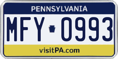 PA license plate MFY0993