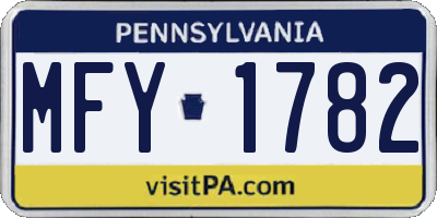 PA license plate MFY1782