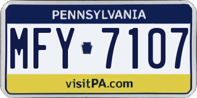 PA license plate MFY7107