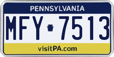 PA license plate MFY7513