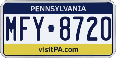 PA license plate MFY8720