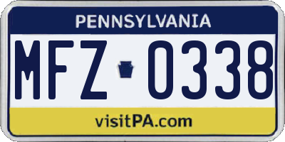 PA license plate MFZ0338