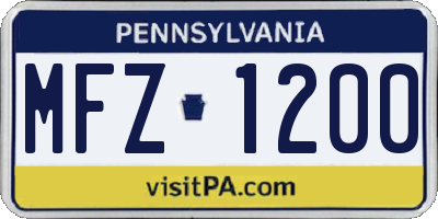 PA license plate MFZ1200
