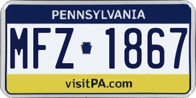 PA license plate MFZ1867