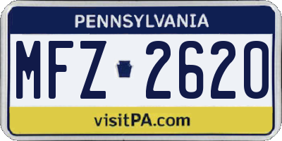 PA license plate MFZ2620