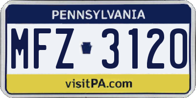 PA license plate MFZ3120
