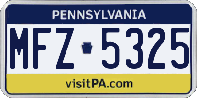PA license plate MFZ5325
