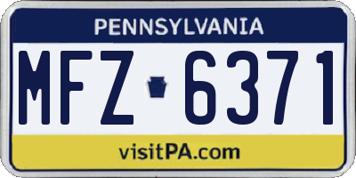 PA license plate MFZ6371