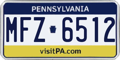 PA license plate MFZ6512