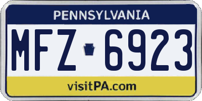 PA license plate MFZ6923
