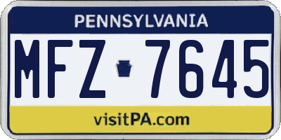 PA license plate MFZ7645