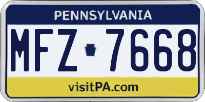 PA license plate MFZ7668