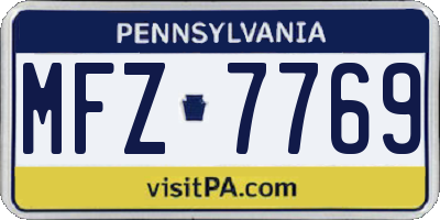 PA license plate MFZ7769