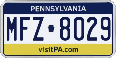 PA license plate MFZ8029