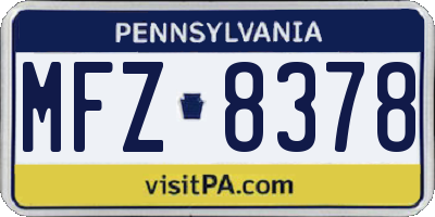 PA license plate MFZ8378